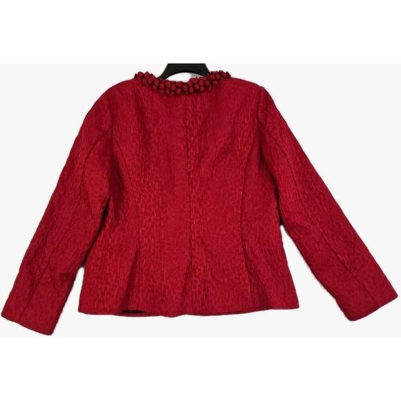 Chico's ~Woman 2(L)~ Red Textured Fabric Blazer Party to Office Wear Jacket. - Picture 6 of 15